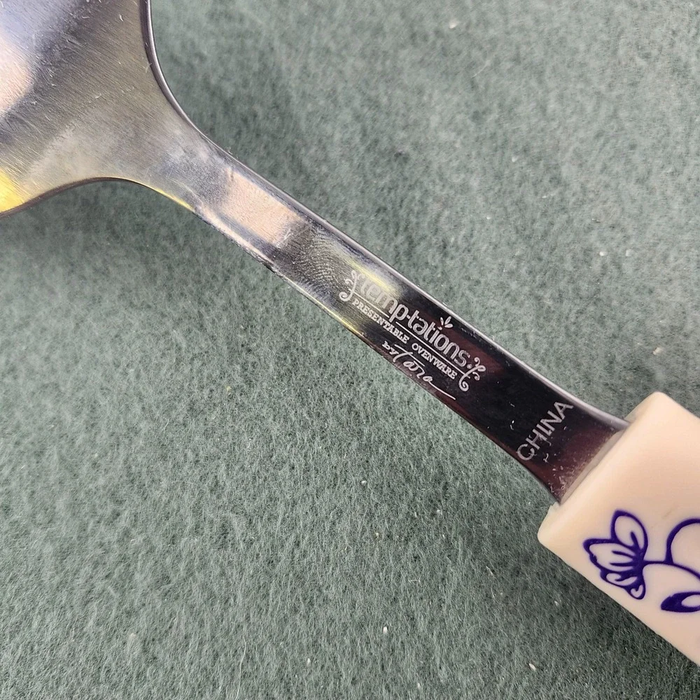 Temp-tations by Tara Blue Floral Lace Grandma Stainless Spatula Silicone‎ Handle
